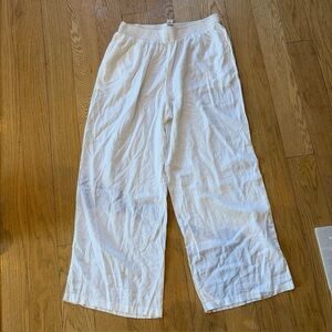Aerie Gauzy High Waisted Pants Wide Leg White NWT Size XL Linen Beach Vacation